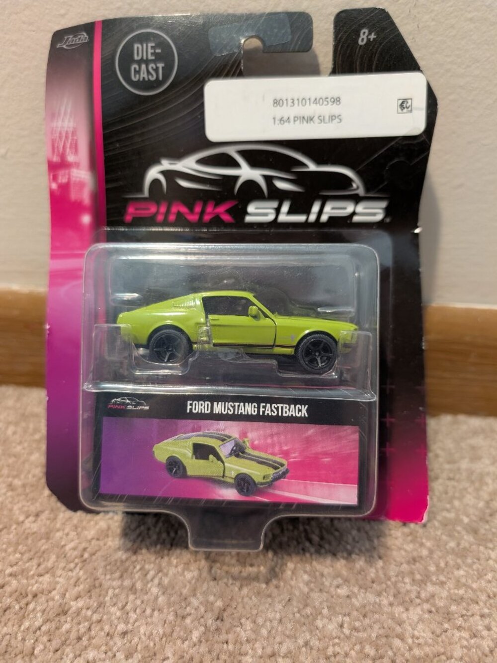 NWT Jada pink slips car Ford Mustang Fastback Green Black